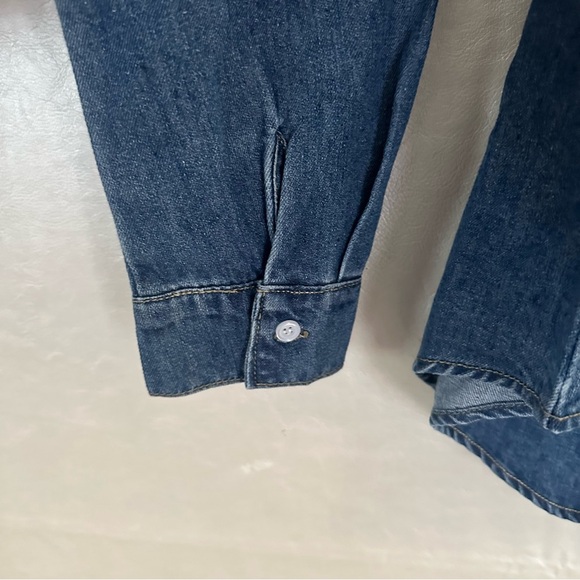 Commense Blue Asymmetrical 3/4 Sleeve Button Down Shirt - Picture 4 of 10